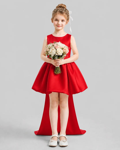 Red Flared Girls Formal Dresses Pose
