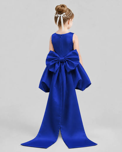 Royal Blue Flared Girls Formal Dresses Back