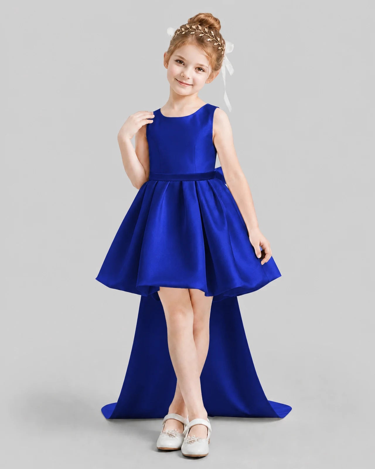 Royal Blue Flared Girls Formal Dresses Front