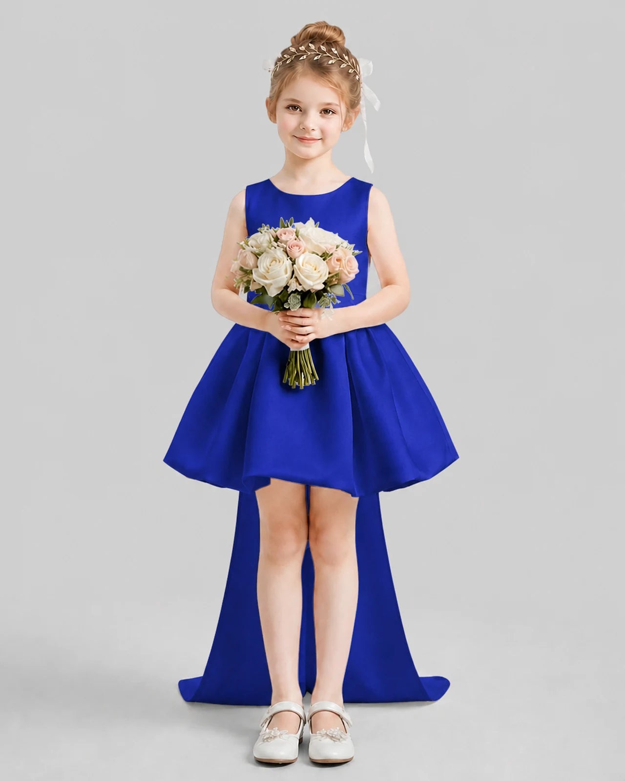 Royal Blue Flared Girls Formal Dresses Pose