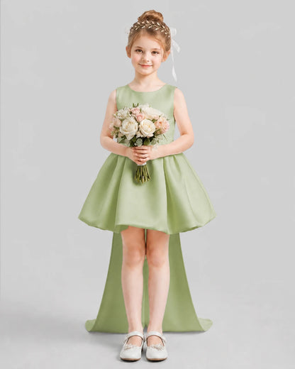 Sage Green Flared Girls Formal Dresses Pose
