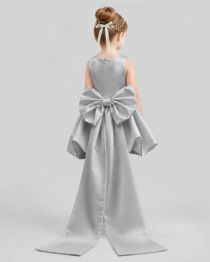 Silver Flared Girls Formal Dresses Back