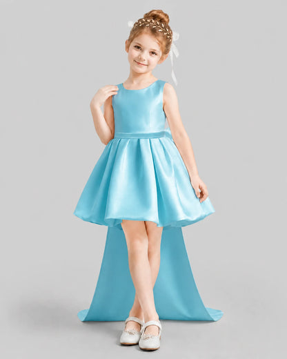 Sky Blue Flared Girls Formal Dresses Front