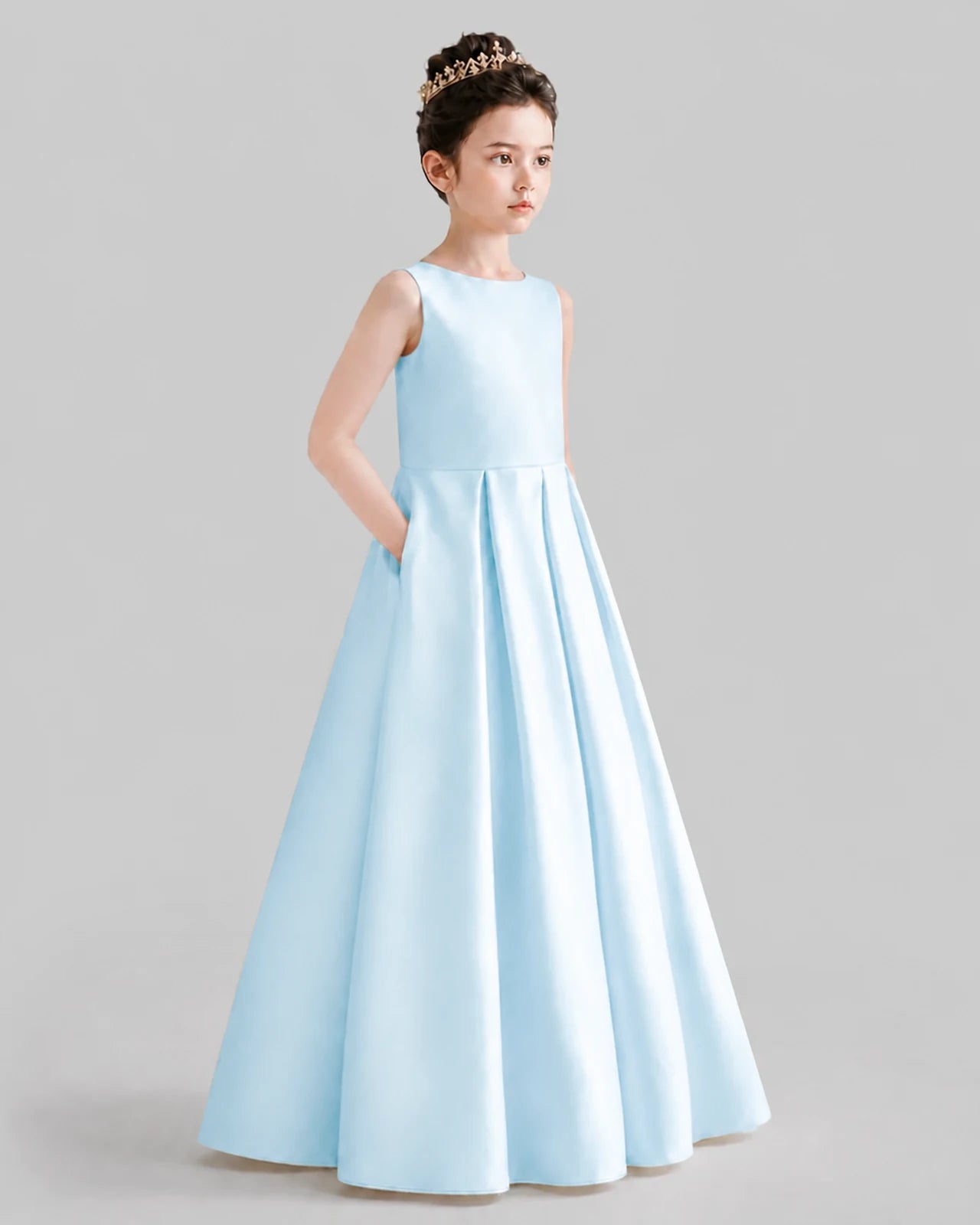 Baby Blue A-line Girls Formal Dresses Front