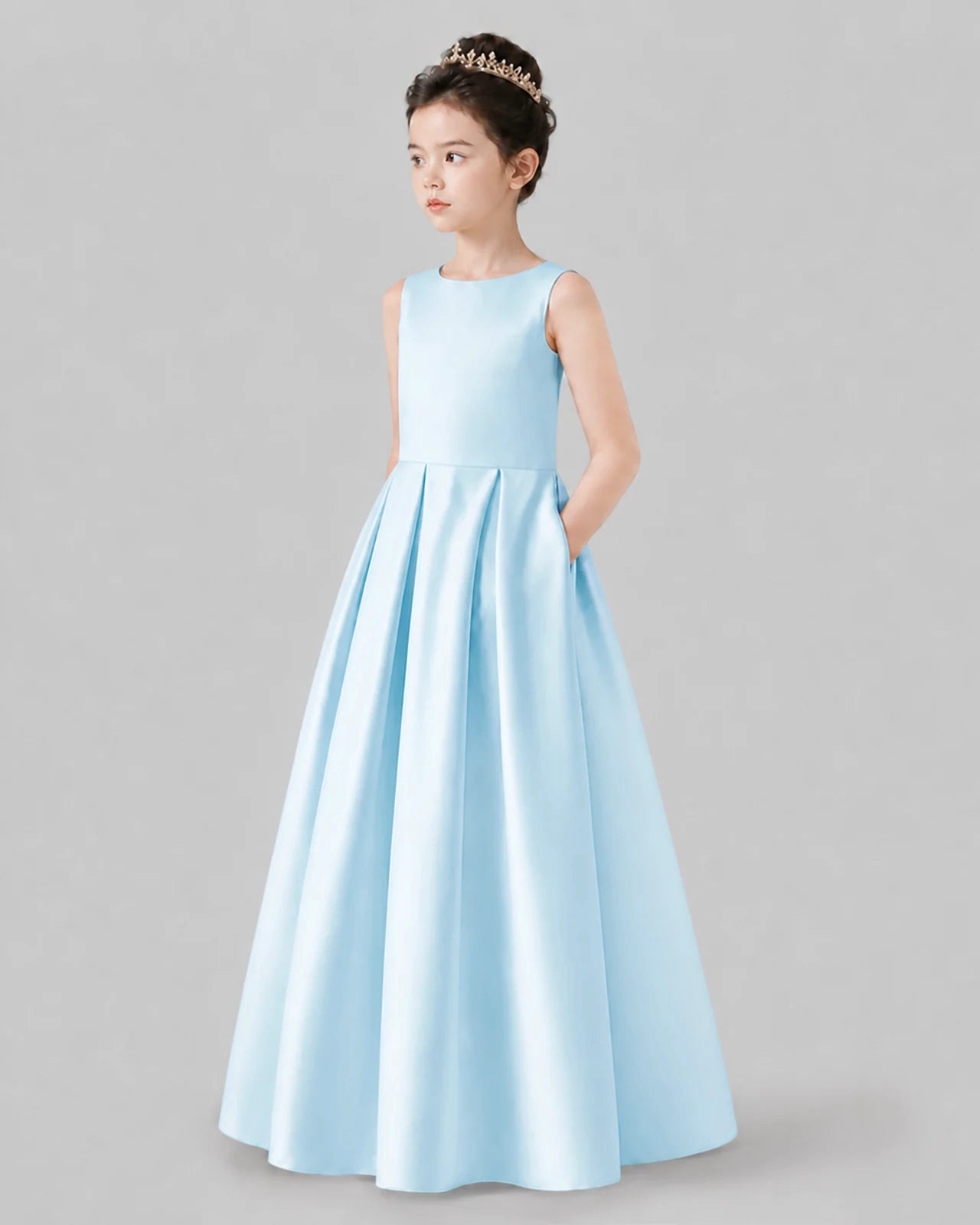 Baby Blue A-line Girls Formal Dresses Pose