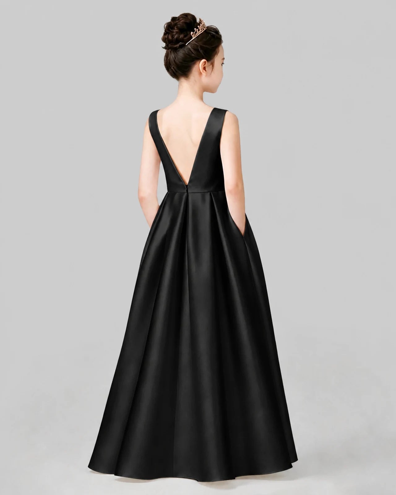 Black A-line Girls Formal Dresses Back