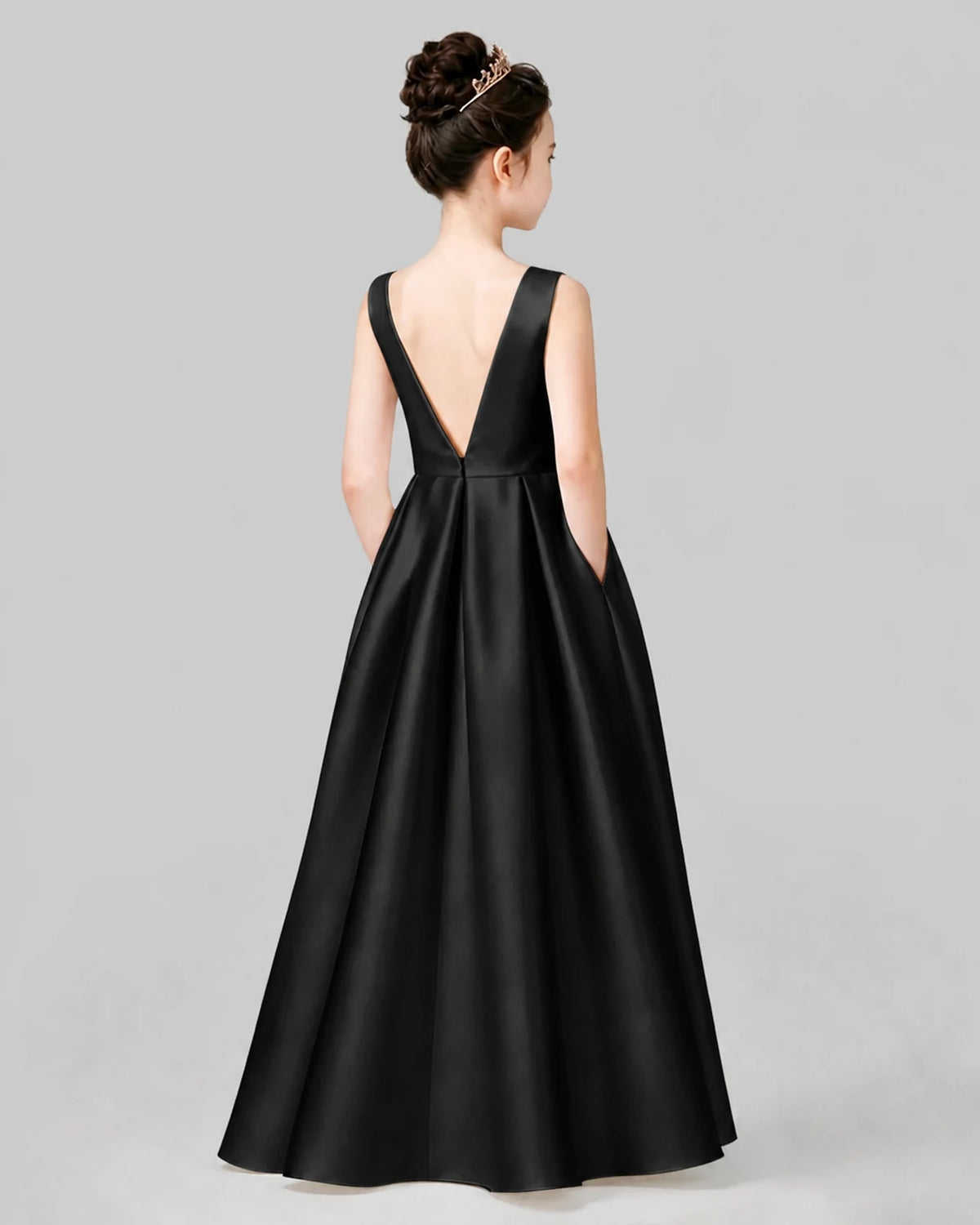 Black A-line Girls Formal Dresses Back