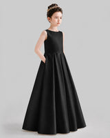 Black A-line Girls Formal Dresses Front