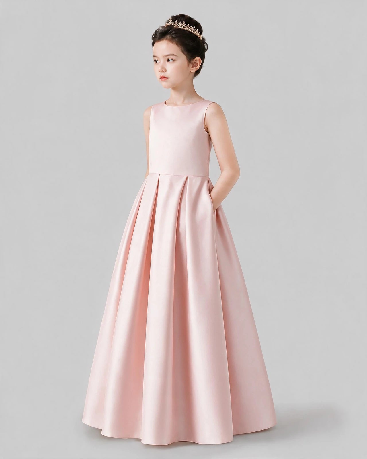 Blush Pink A-line Girls Formal Dresses Pose
