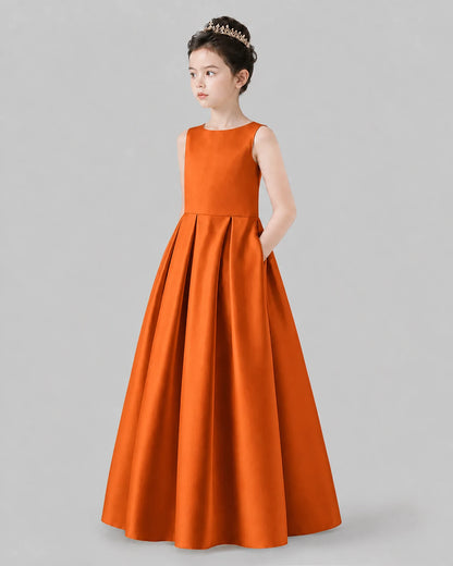 Burnt Orange A-line Girls Formal Dresses Pose