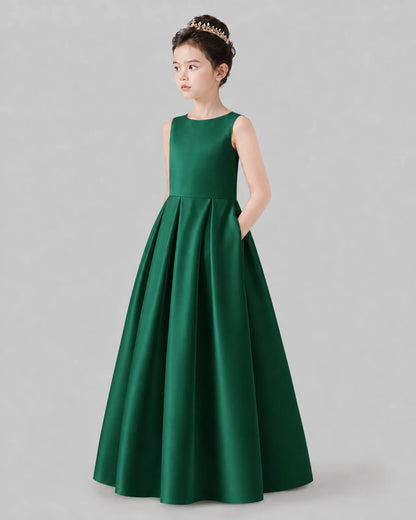 Dark Green A-line Girls Formal Dresses Pose