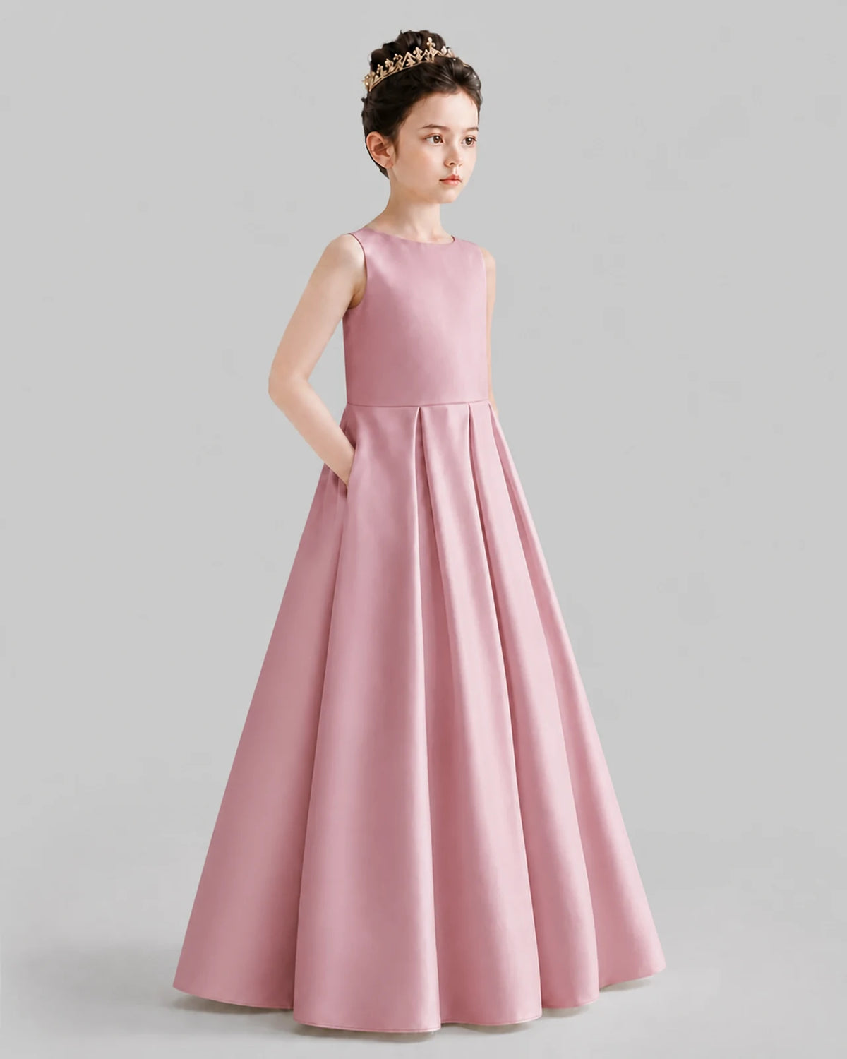 Dusty Rose A-line Girls Formal Dresses Front