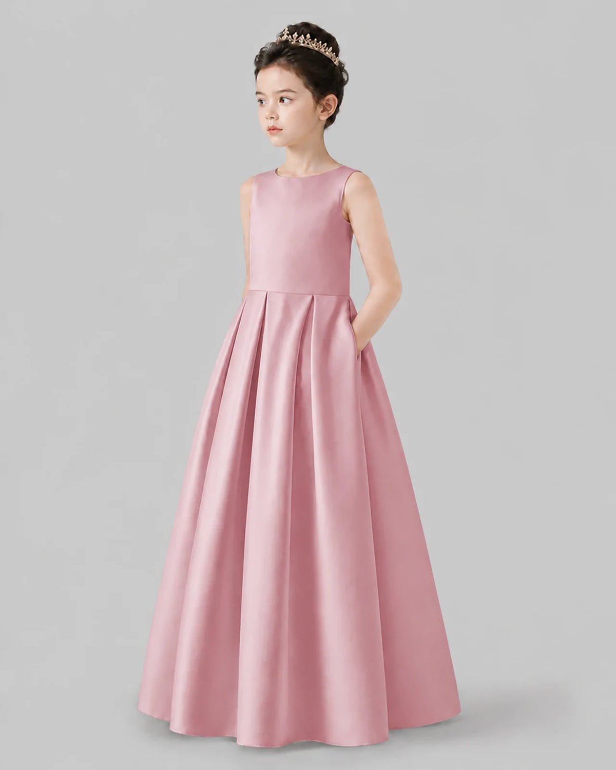 Dusty Rose A-line Girls Formal Dresses Pose
