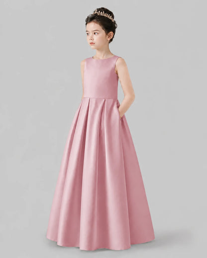 Dusty Rose A-line Girls Formal Dresses Pose