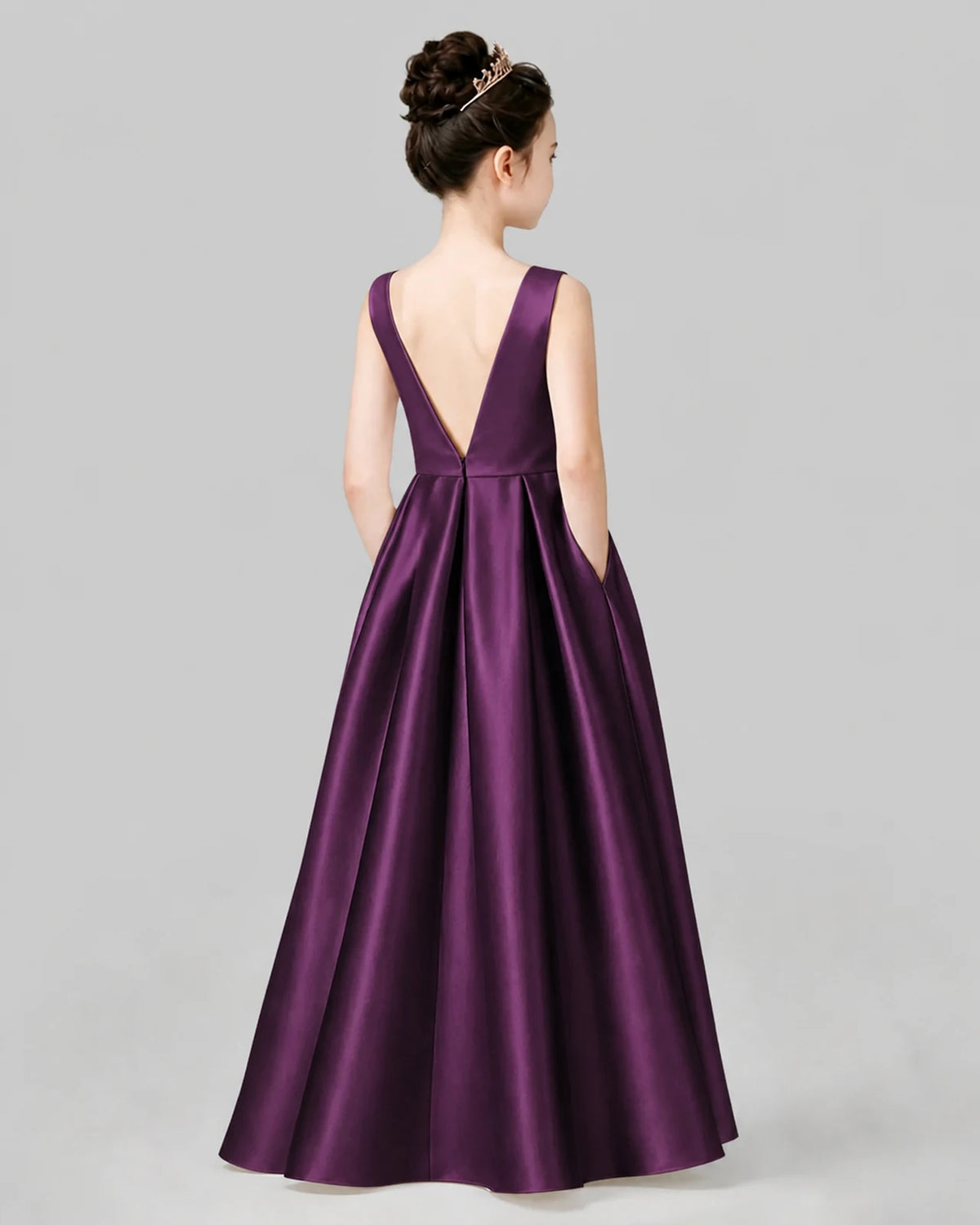 Grape A-line Girls Formal Dresses Back