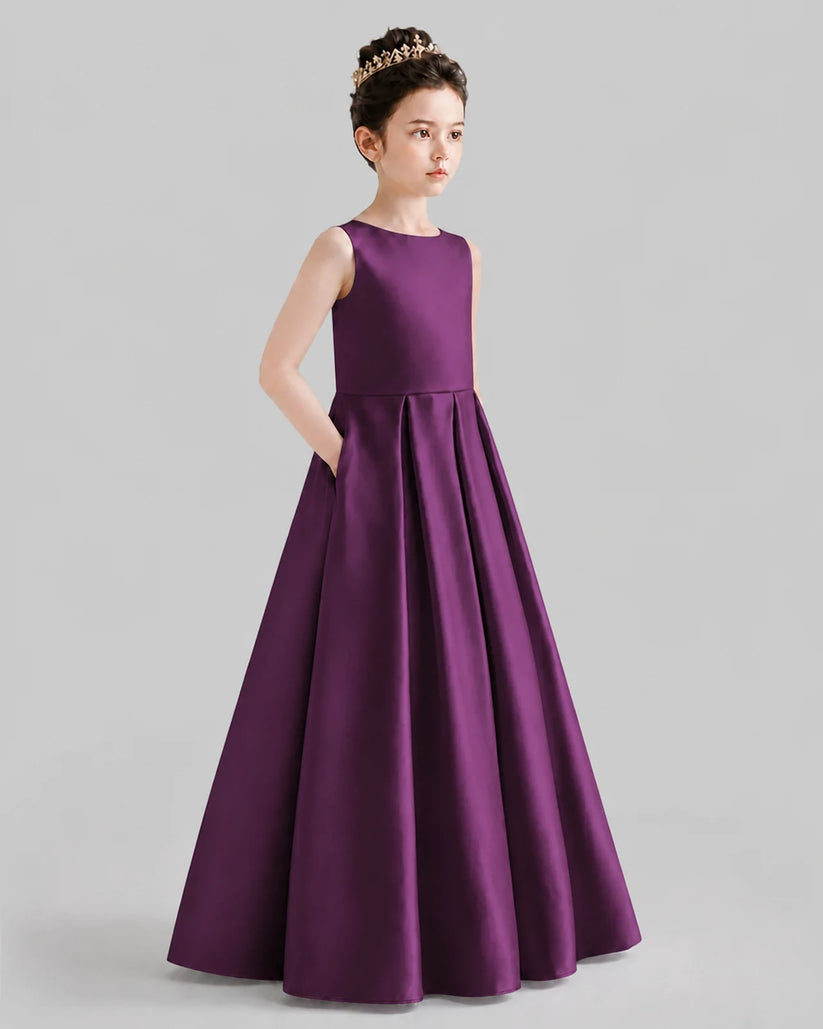 Grape A-line Girls Formal Dresses Front