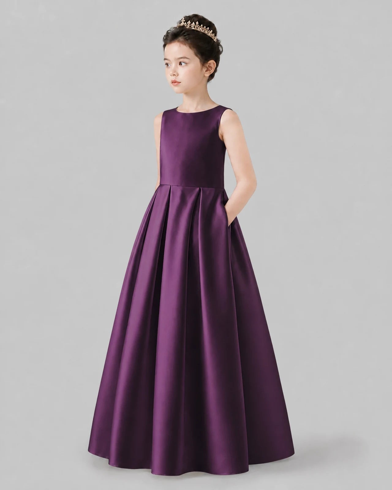 Grape A-line Girls Formal Dresses Pose