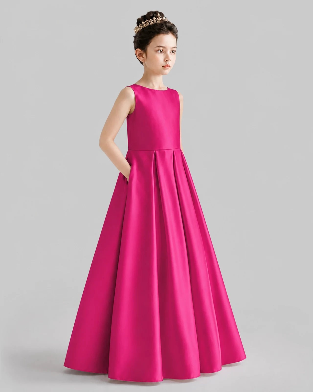 Hot Pink A-line Girls Formal Dresses Front