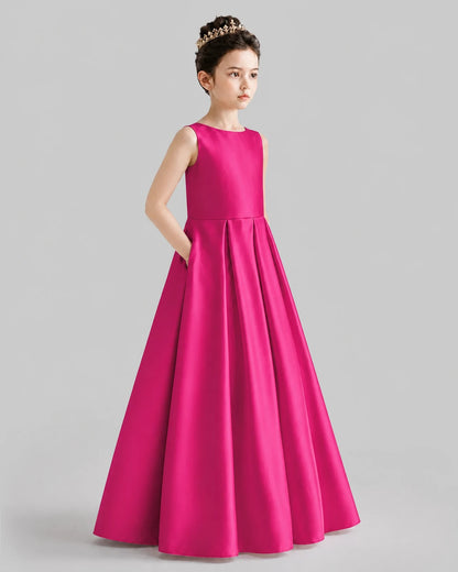 Hot Pink A-line Girls Formal Dresses Front