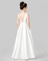 Ivory A-line Girls Formal Dresses Back