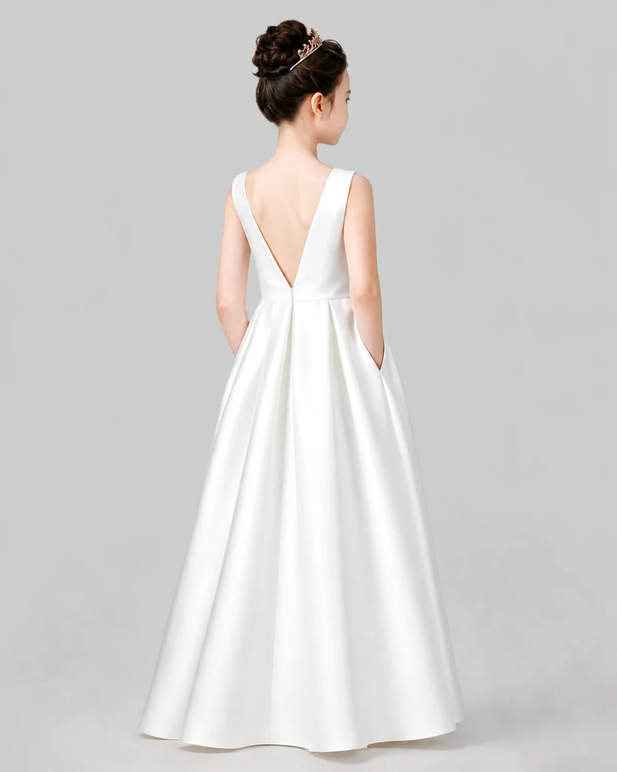 Ivory A-line Girls Formal Dresses Back