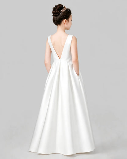 Ivory A-line Girls Formal Dresses Back