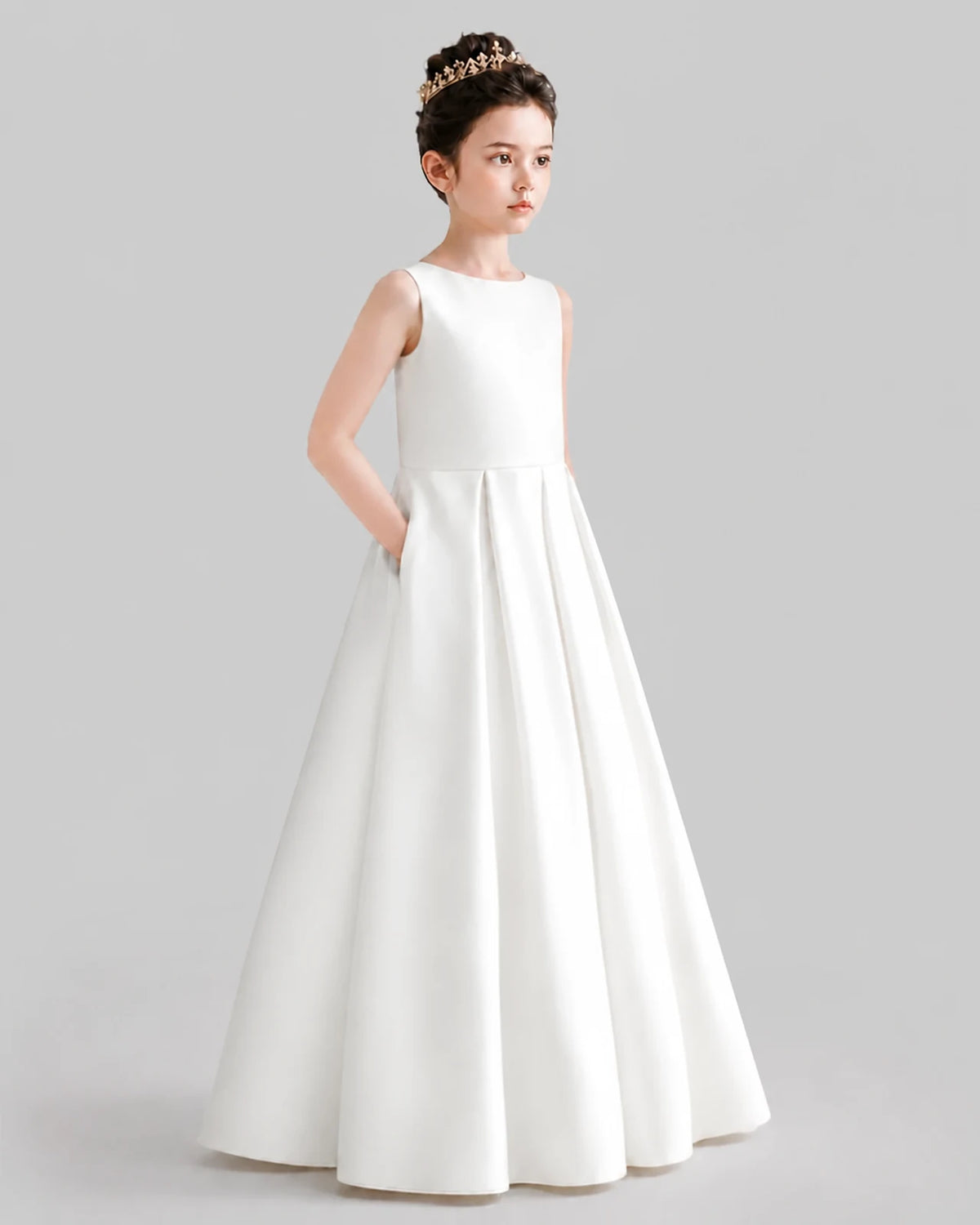 Ivory A-line Girls Formal Dresses Front