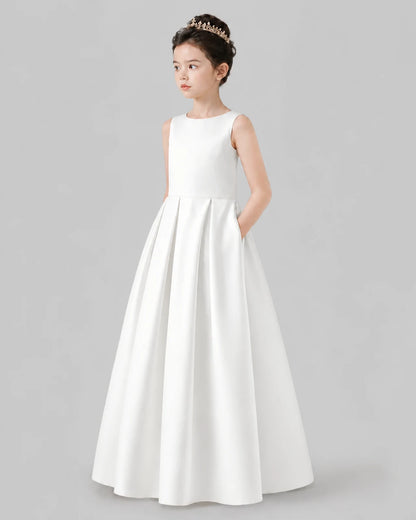 Ivory A-line Girls Formal Dresses Pose