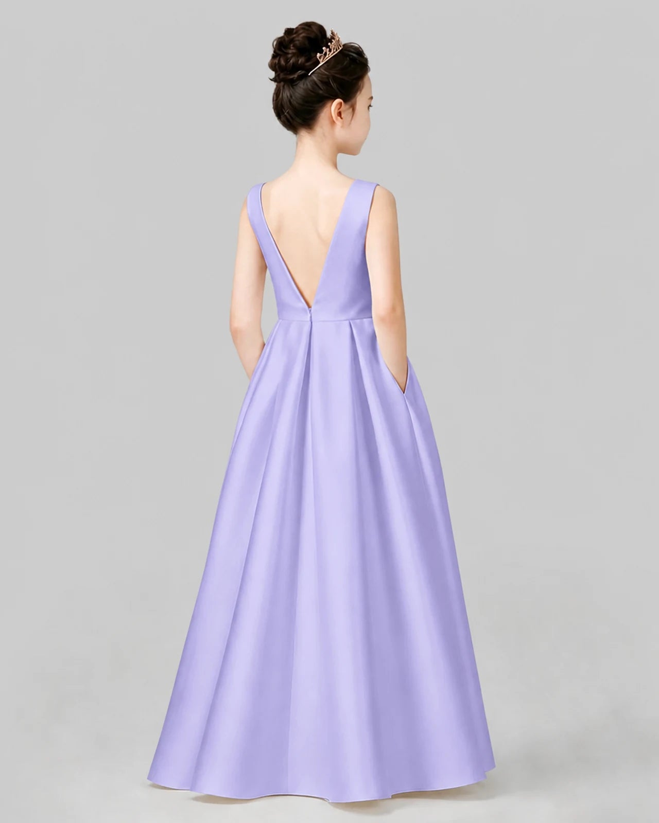 Lavender A-line Girls Formal Dresses Back