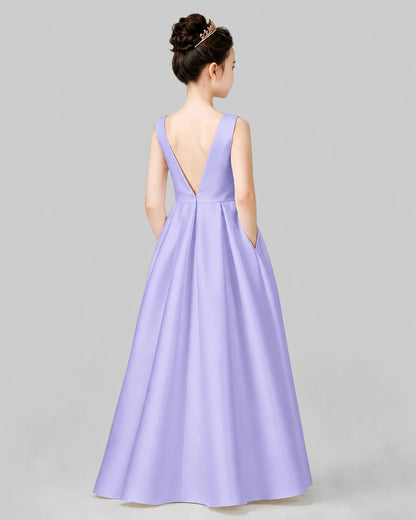 Lavender A-line Girls Formal Dresses Back