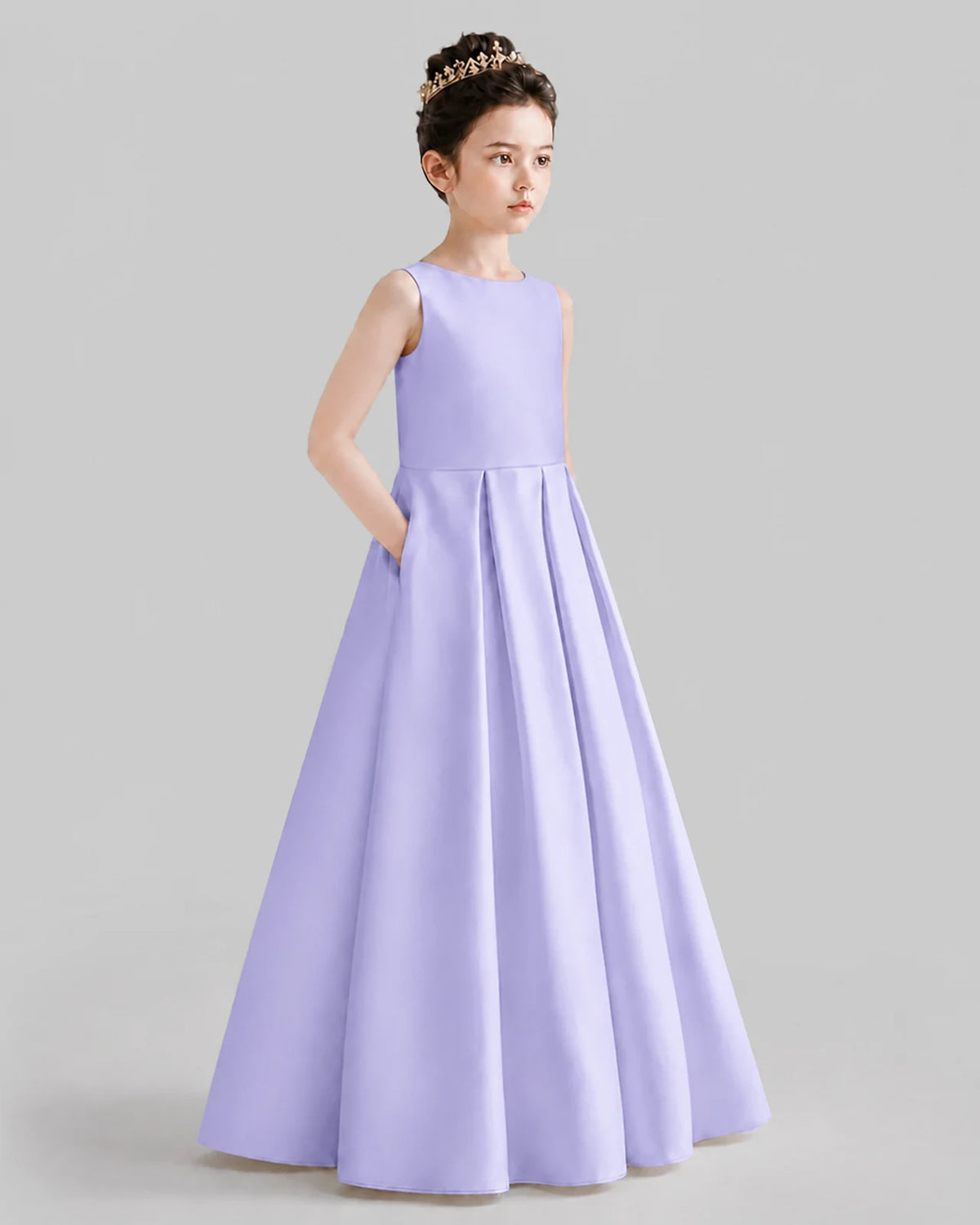 Lavender A-line Girls Formal Dresses Front