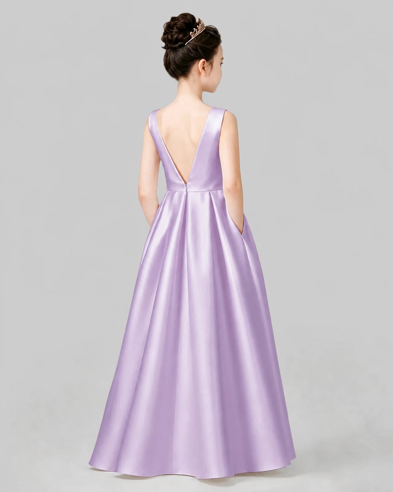 Lilac A-line Girls Formal Dresses Back