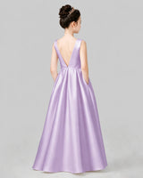 Lilac A-line Girls Formal Dresses Back