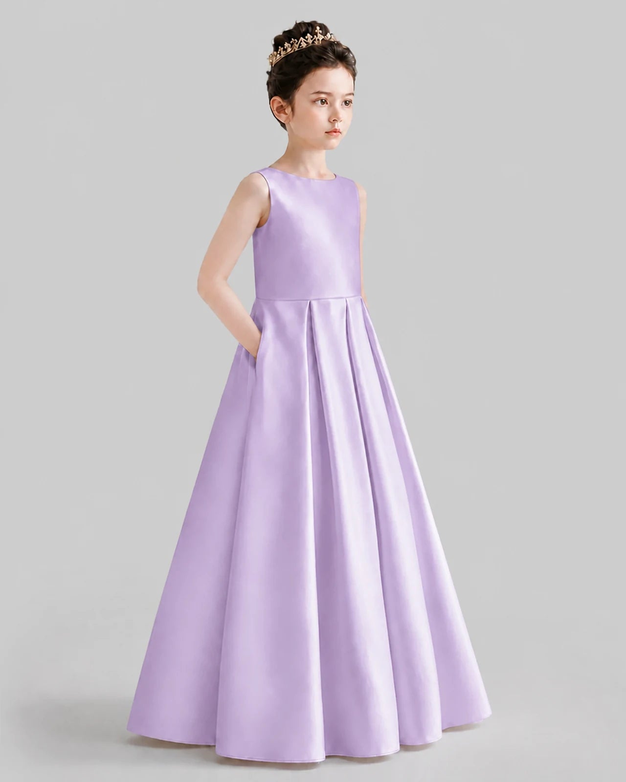 Lilac A-line Girls Formal Dresses Front