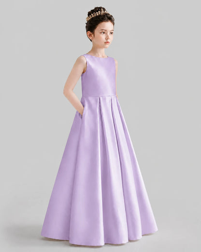 Lilac A-line Girls Formal Dresses Front