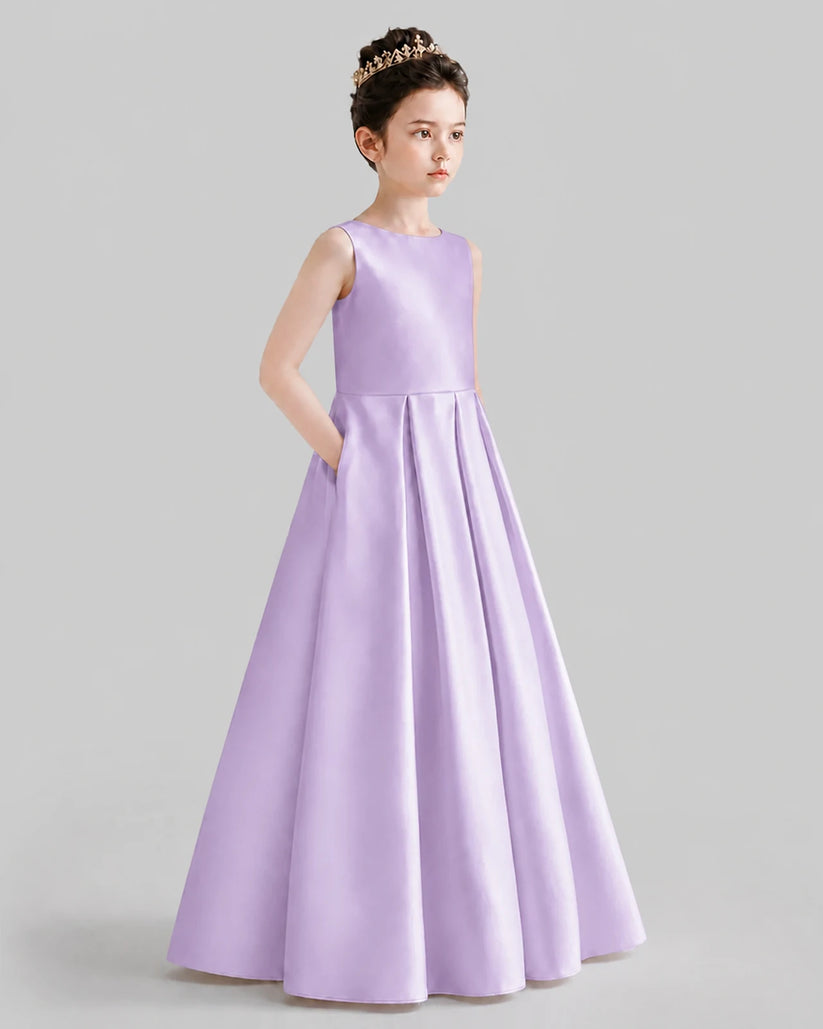 Lilac A-line Girls Formal Dresses Front