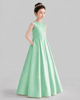 Mint Green A-line Girls Formal Dresses Front