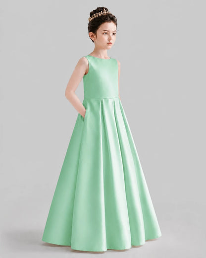 Mint Green A-line Girls Formal Dresses Front