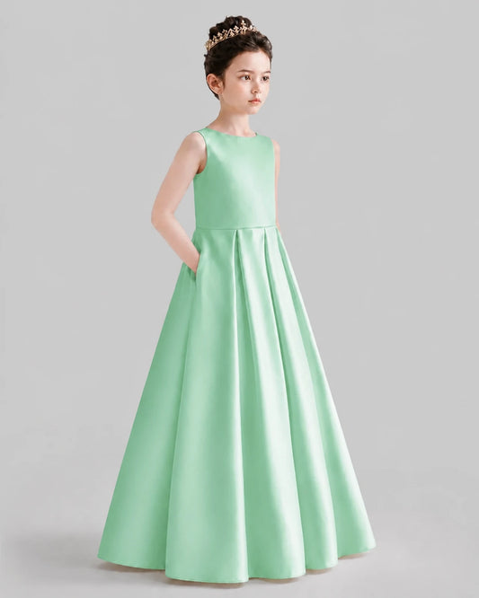 Mint Green A-line Girls Formal Dresses Front