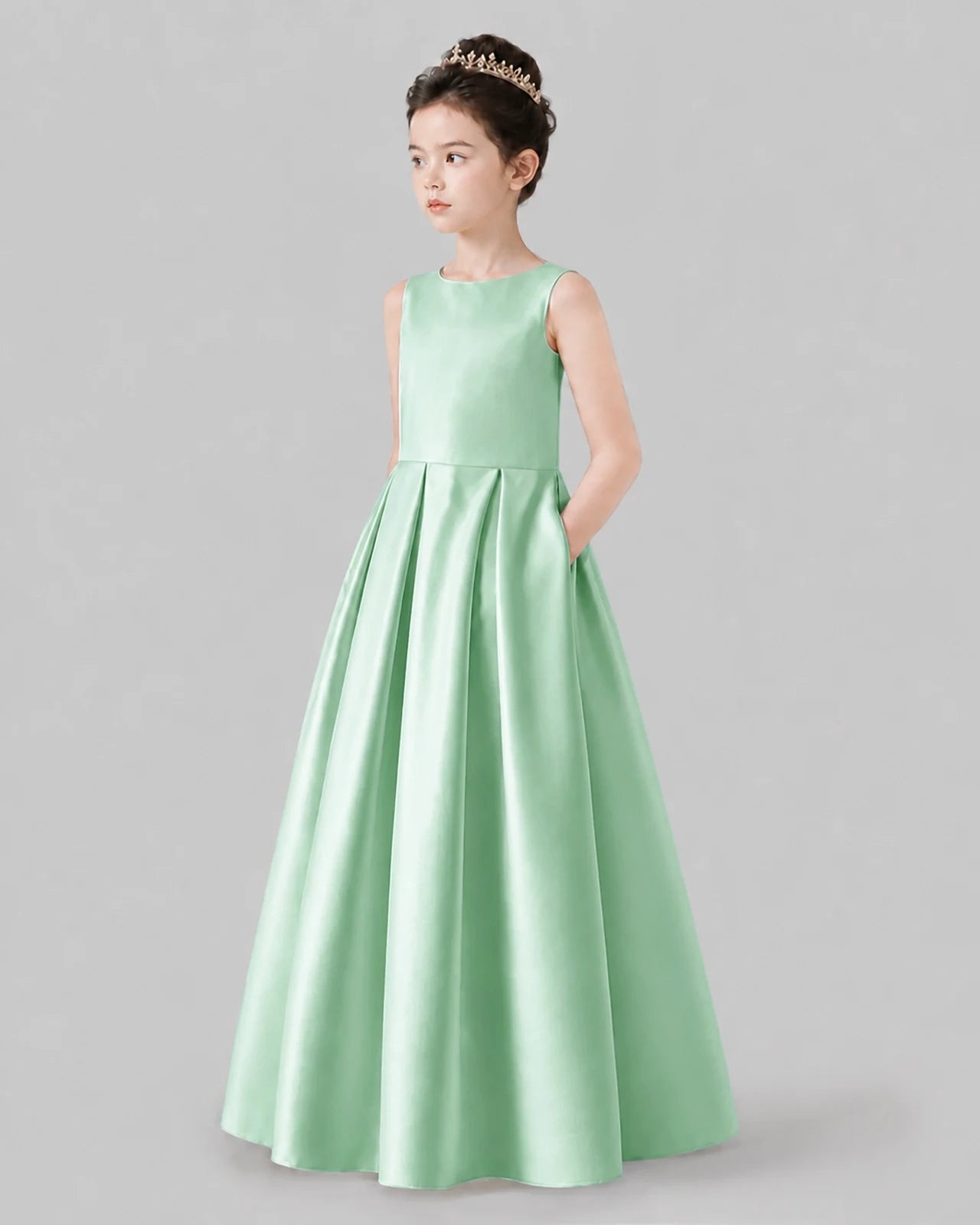 Mint Green A-line Girls Formal Dresses Pose