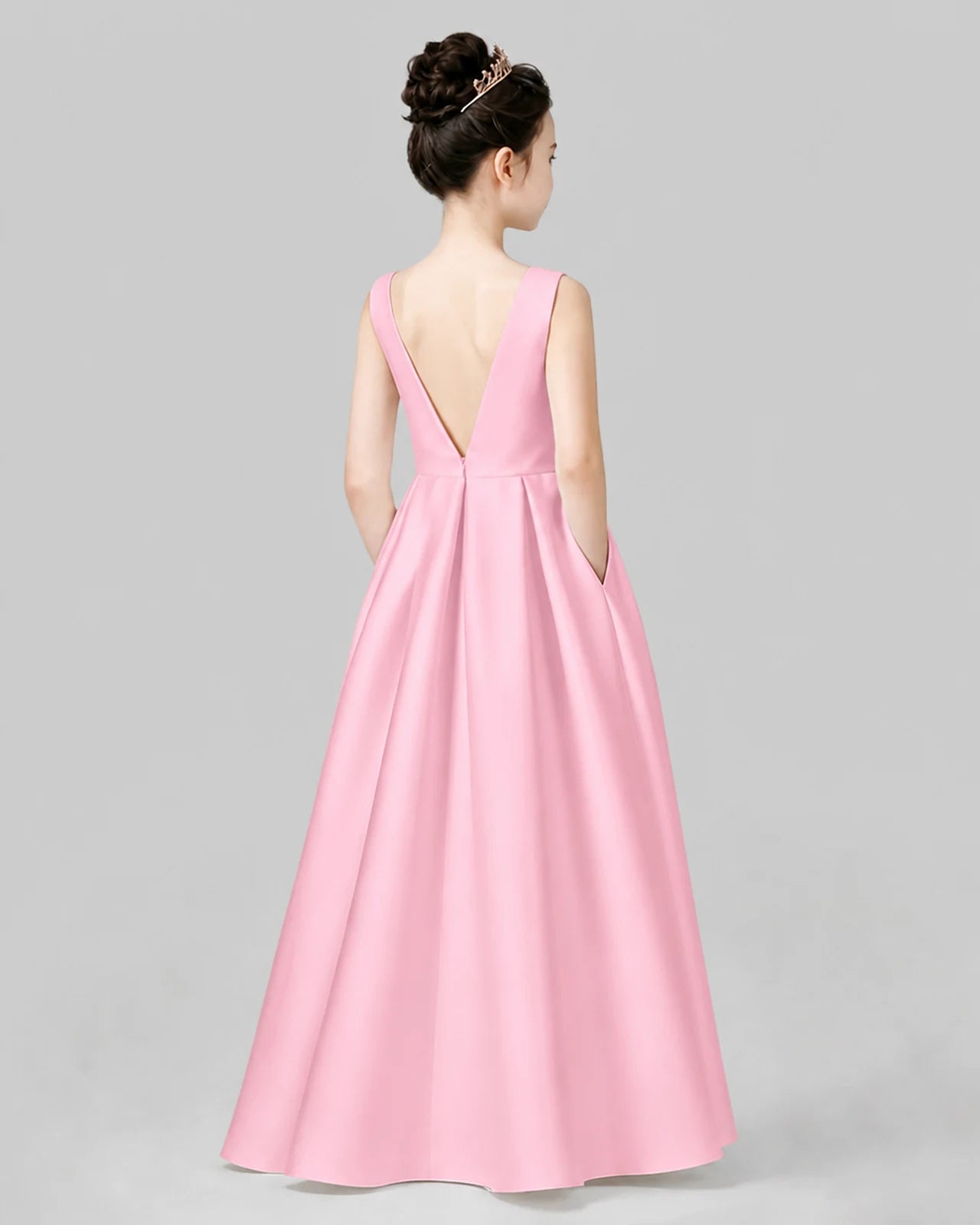 Pink A-line Girls Formal Dresses Back