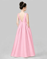 Pink A-line Girls Formal Dresses Back