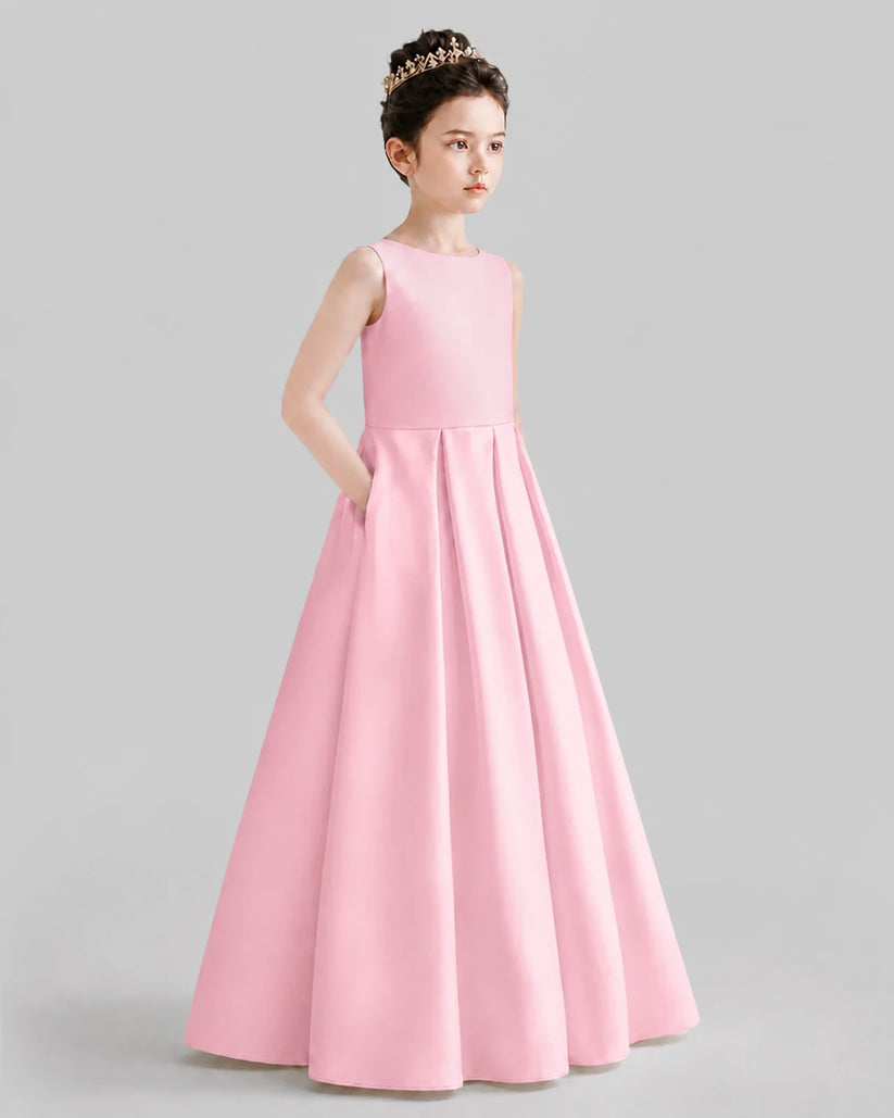 Pink A-line Girls Formal Dresses Front