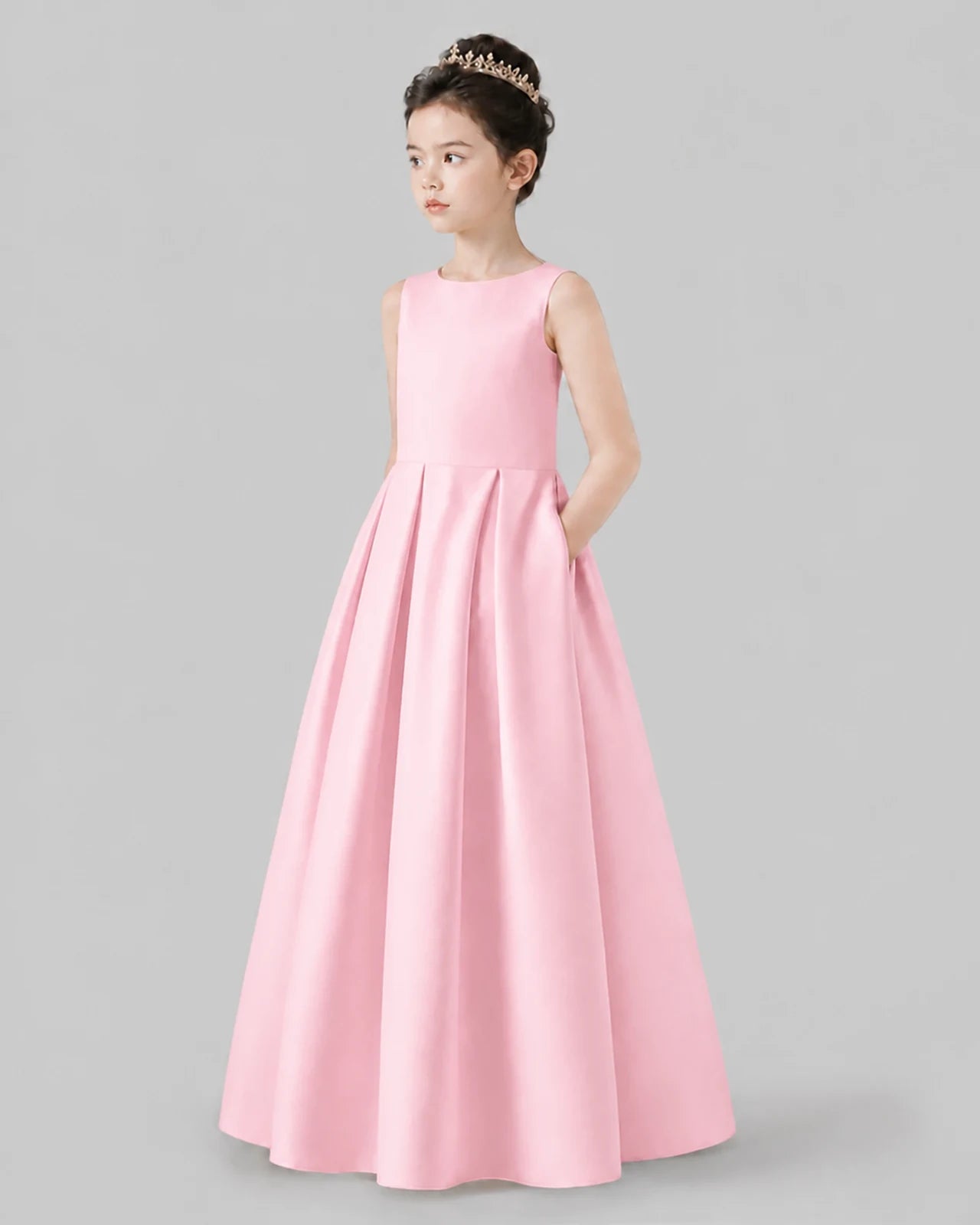 Pink A-line Girls Formal Dresses Pose