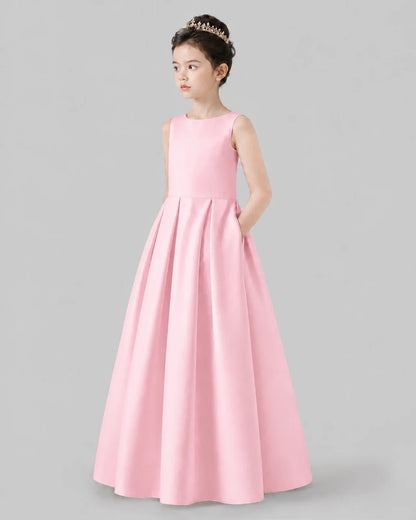 Pink A-line Girls Formal Dresses Pose