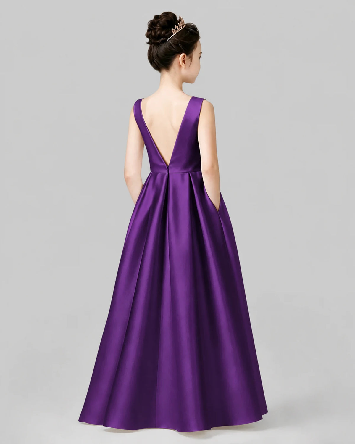 Purple A-line Girls Formal Dresses Back