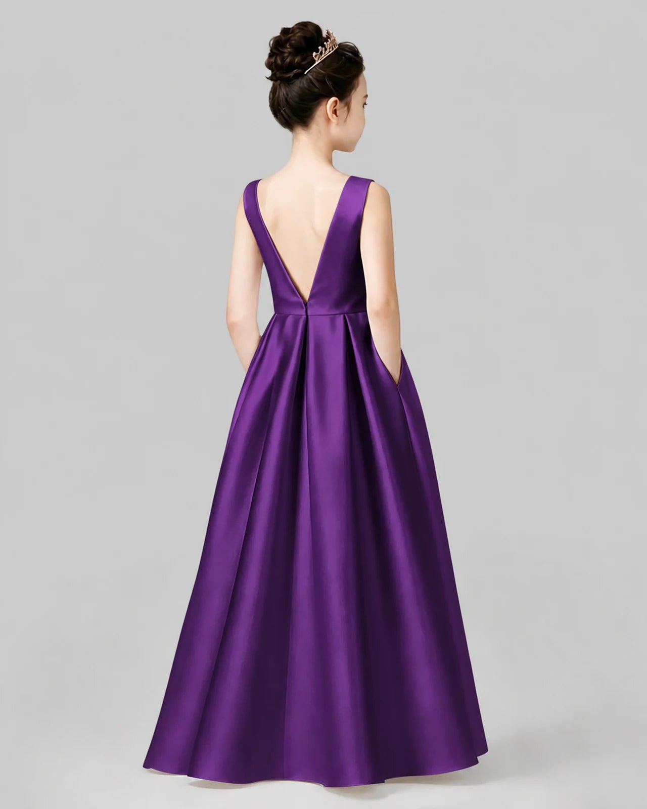 Purple A-line Girls Formal Dresses Back