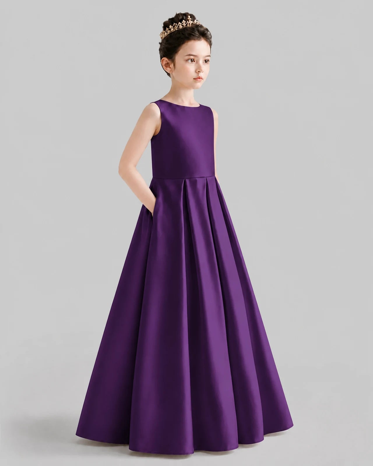 Purple A-line Girls Formal Dresses Front