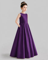 Purple A-line Girls Formal Dresses Front