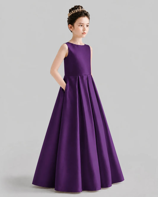 Purple A-line Girls Formal Dresses Front